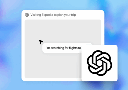 Ilustracija ChatGPT agenta koji planira putovanje koristeći Expedia, sa OpenAI logom