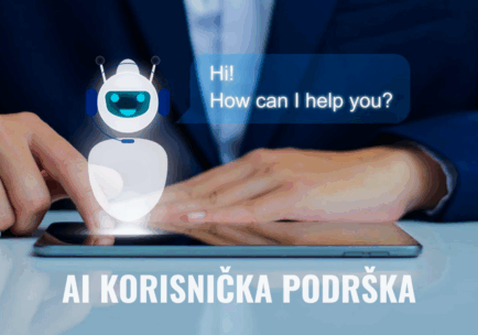 oslovni čovek koristi tablet sa prikazom AI čatbota koji nudi pomoć