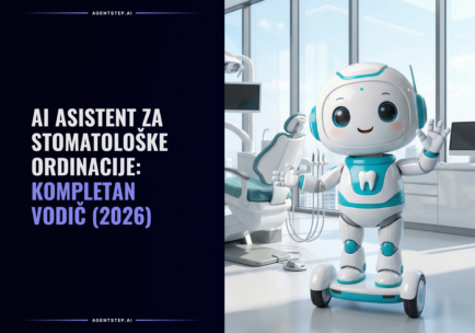 AI asistent za stomatološke ordinacije - ilustracija robota sa zubom u stomatološkoj ordinaciji