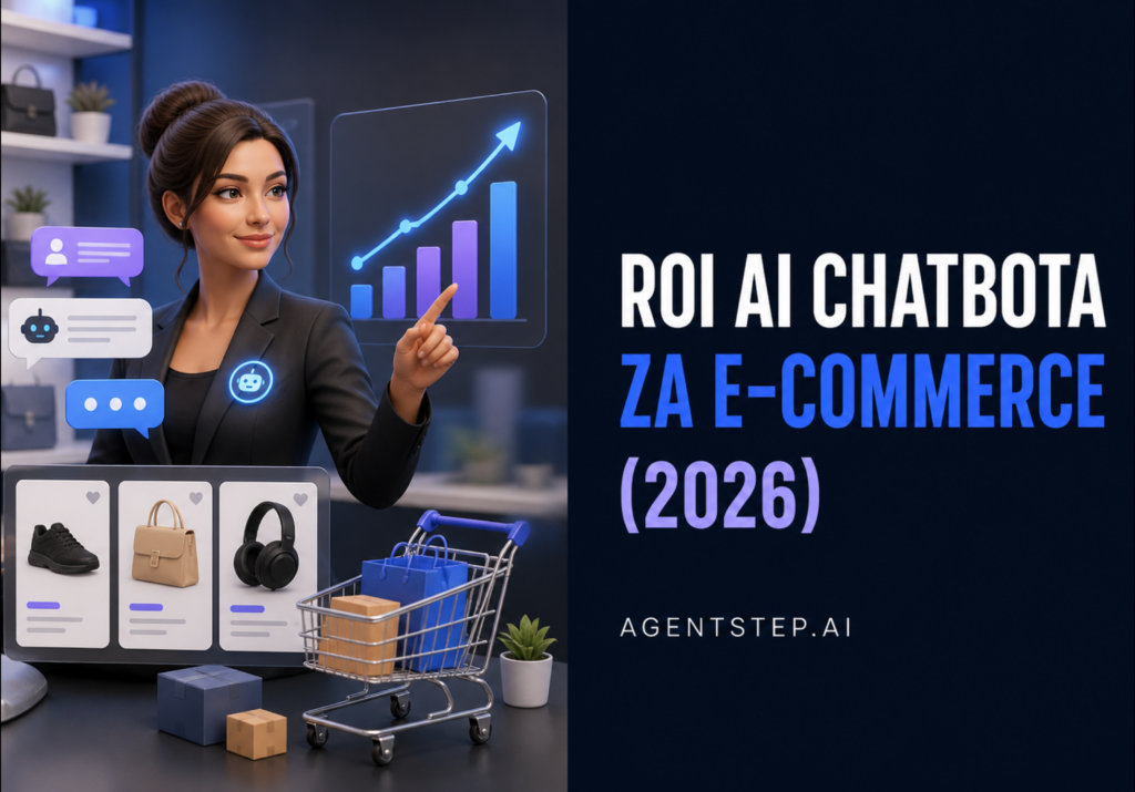 ROI AI chatbota za e-commerce - AI asistent, online prodavnica i grafikon rasta