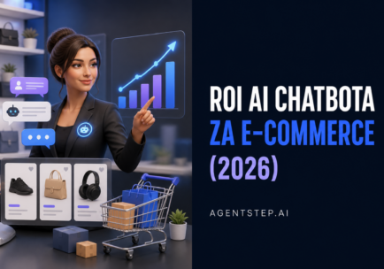 ROI AI chatbota za e-commerce - AI asistent, online prodavnica i grafikon rasta