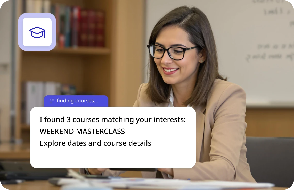 AI assistant answering course and enrollment questions