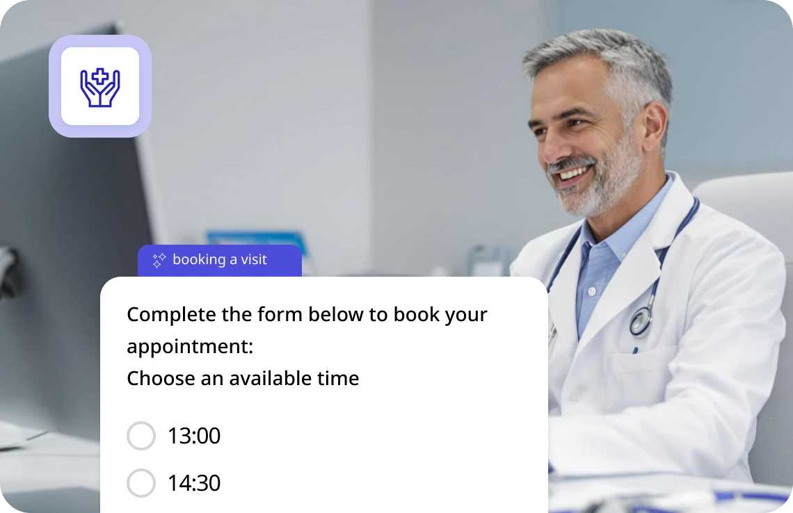 AI assistant helping with a practice appointment